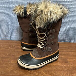 Womens Sorel Joan of Arctic Boots Sz 6 Brown Leather Insulated Winter Duck Boot